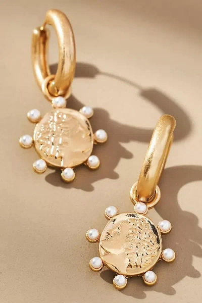 By Anthropologie Coin Charm Huggie Earrings In Gold
