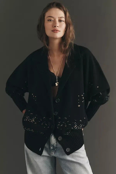 By Anthropologie Collared V-neck Cardigan In Black