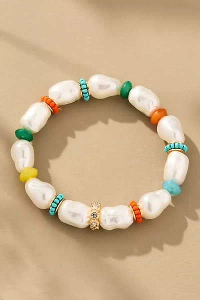 By Anthropologie Colorful Beaded Baroque Pearl Bracelet