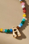 By Anthropologie Colorful Beaded Bubble Letter Monogram Necklace In Alphabet