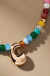 By Anthropologie Colorful Beaded Bubble Letter Monogram Necklace In Alphabet