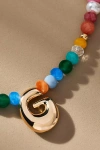 By Anthropologie Colorful Beaded Bubble Letter Monogram Necklace In Alphabet