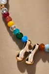 By Anthropologie Colorful Beaded Bubble Letter Monogram Necklace In Alphabet
