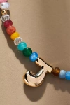 By Anthropologie Colorful Beaded Bubble Letter Monogram Necklace In Alphabet