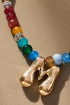 By Anthropologie Colorful Beaded Bubble Letter Monogram Necklace In Alphabet