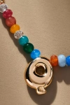 By Anthropologie Colorful Beaded Bubble Letter Monogram Necklace In Alphabet