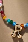 By Anthropologie Colorful Beaded Bubble Letter Monogram Necklace In Alphabet