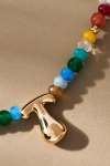 By Anthropologie Colorful Beaded Bubble Letter Monogram Necklace In Alphabet