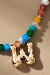 By Anthropologie Colorful Beaded Bubble Letter Monogram Necklace In Alphabet