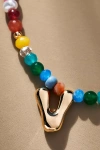 By Anthropologie Colorful Beaded Bubble Letter Monogram Necklace In Alphabet