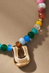 By Anthropologie Colorful Beaded Bubble Letter Monogram Necklace In Alphabet