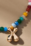 By Anthropologie Colorful Beaded Bubble Letter Monogram Necklace In Alphabet