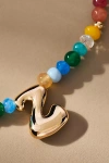 By Anthropologie Colorful Beaded Bubble Letter Monogram Necklace In Alphabet