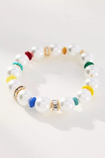 By Anthropologie Colorful Beaded Pearl Bracelet