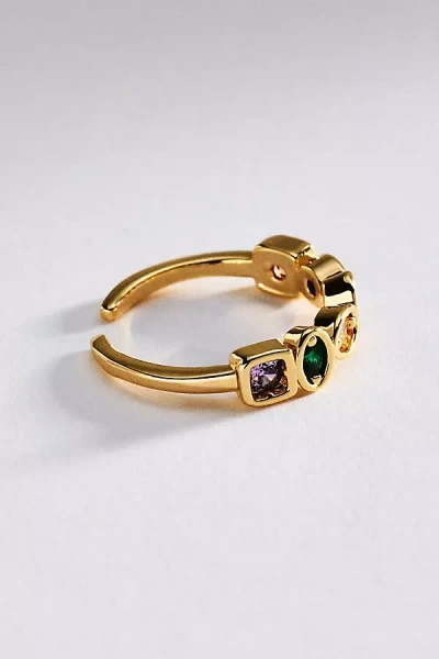 By Anthropologie Colorful Bezel Band Ring In Gold