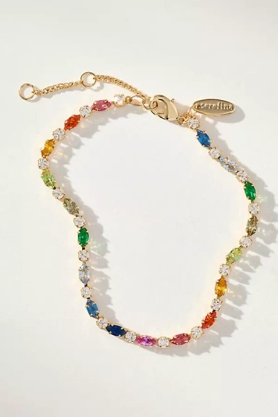By Anthropologie Colorful Crystal Tennis Bracelet In Gold