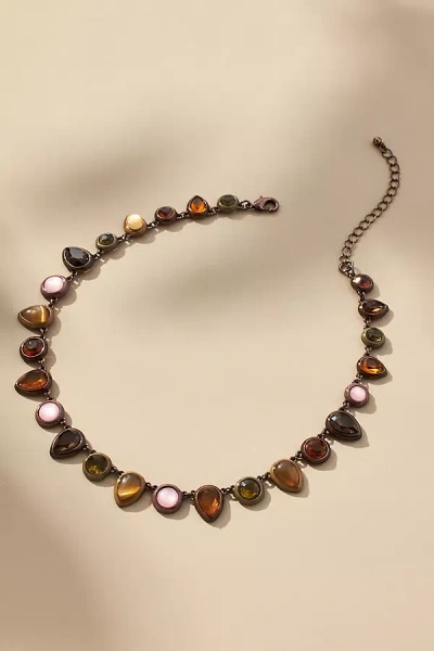 By Anthropologie Colorful Enamel Gem Necklace In Brown