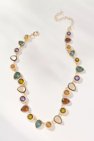 By Anthropologie Colorful Enamel Gem Necklace In Green
