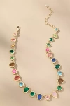 By Anthropologie Colorful Enamel Gem Necklace In Green