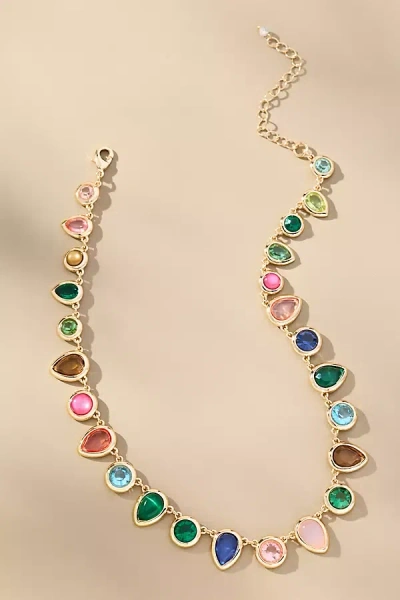 By Anthropologie Colorful Enamel Gem Necklace In Green