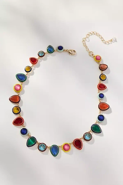 By Anthropologie Colorful Enamel Gem Necklace In Multi