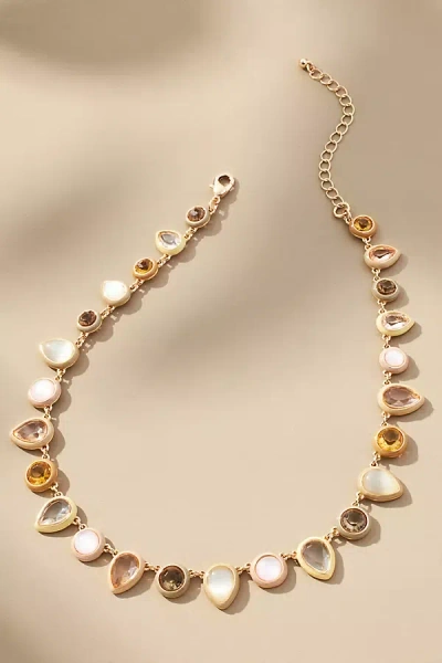 By Anthropologie Colorful Enamel Gem Necklace In White