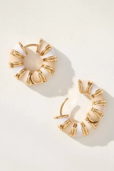 By Anthropologie Colorful Huggie Hoop Earrings In White