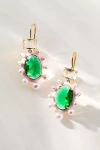 By Anthropologie Colorful Stone And Pearl Earrings In Green