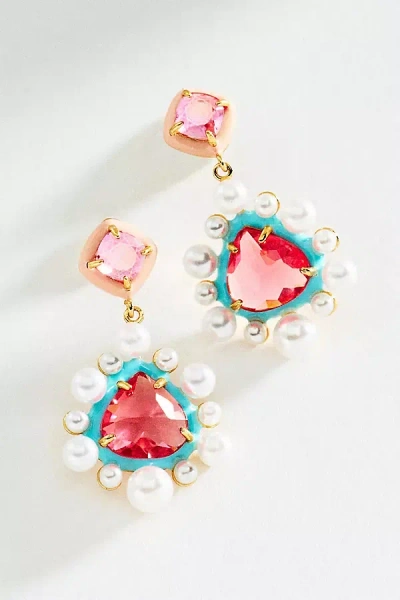 By Anthropologie Colorful Stone And Pearl Earrings In Multi