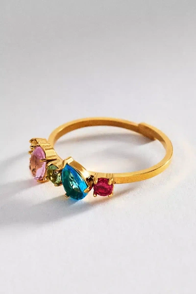 By Anthropologie Colorful Stone Ring In Gold