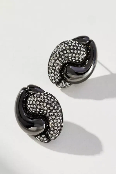 By Anthropologie Contrast Curved Teardrop Post Earrings In Black
