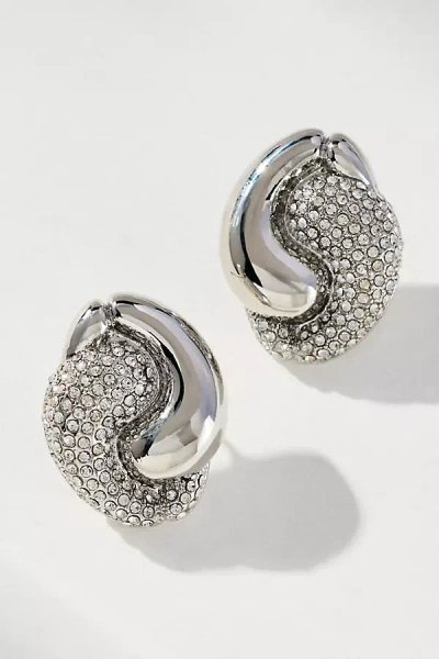 By Anthropologie Contrast Curved Teardrop Post Earrings In Metallic