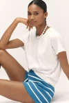 By Anthropologie Contrast Stitch Cotton Tee In White