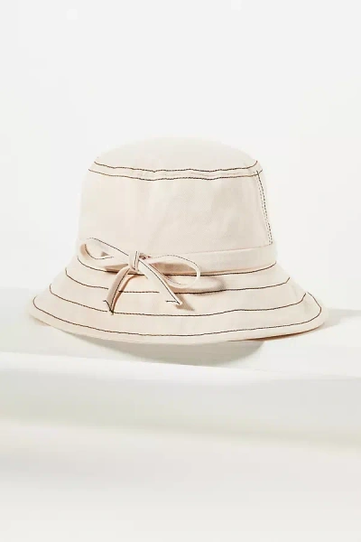 By Anthropologie Contrast Tie Bucket Hat In White