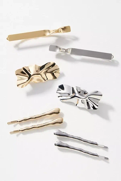 By Anthropologie Cool Girl Metal Hair Clips, Set Of 8 In Gold