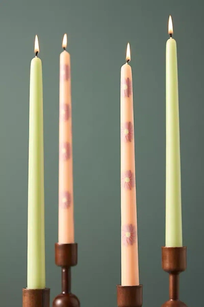 By Anthropologie Cora Handpainted Taper Candles, Set Of 4 In Multicolor