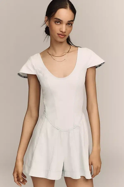 By Anthropologie Corset Denim Playsuit In Neutral
