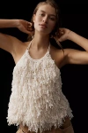 By Anthropologie Cotton-blend Shag Sweater Halter Top In White