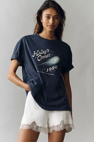 By Anthropologie Cotton Boxy Graphic Tee In Blue