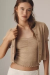 By Anthropologie Cotton Cashmere Cardigan & Tube Top Twinset In Beige