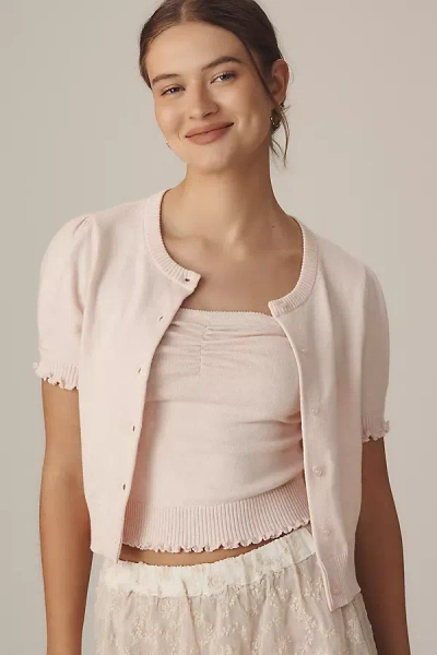 By Anthropologie Cotton Cashmere Cardigan & Tube Top Twinset In Pink