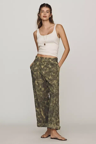 By Anthropologie Cotton Eyelet High Rise Harem Pants In Green