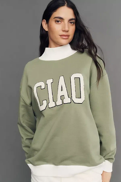 By Anthropologie Cotton Fleece Sweatshirt In Green
