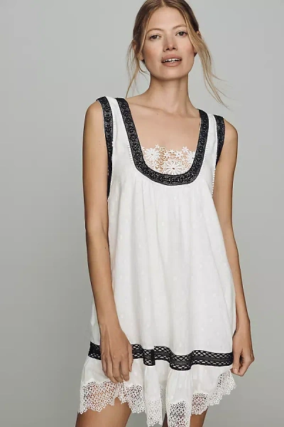 By Anthropologie Cotton Lace Swing Mini Dress In White