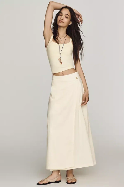 By Anthropologie Cotton Linen Wrap Maxi Skirt In Neutral