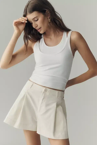 By Anthropologie Cotton Pleated Shorts In Neutral