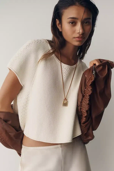 By Anthropologie Cotton Pointelle Sweater In White