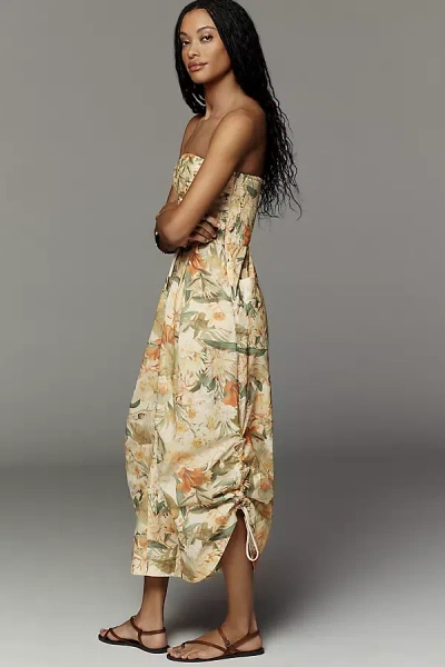 By Anthropologie Cotton Strapless Parachute Jumpsuit In Multi