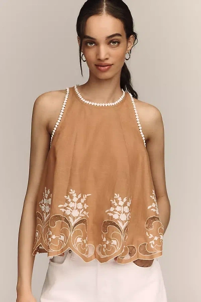 By Anthropologie Cotton Swing Tank Top In Brown