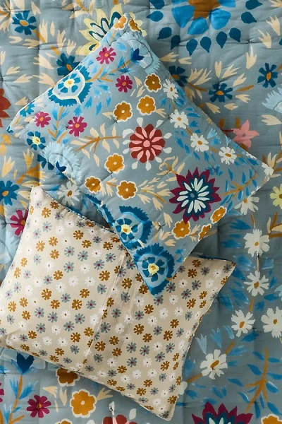 By Anthropologie Cotton Voile Printed Pillow Shams, Set Of 2 In Multi